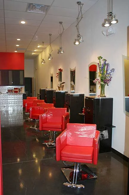 Business interior with coordinated cabinetry, walls and seating